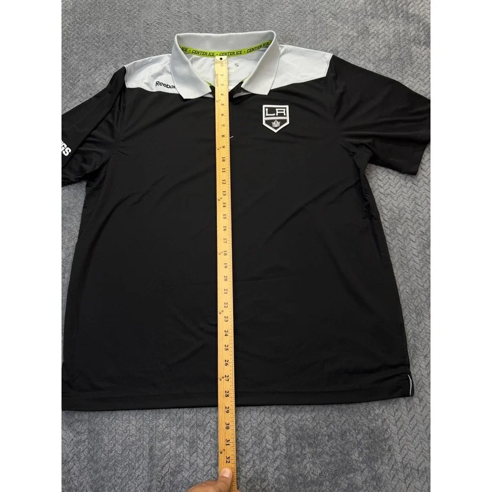 Reebok LA Kings Polo Shirt Mens XL Black Center Ice NHL Hockey 1242A Performance